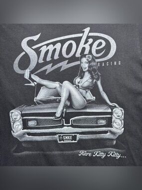 SMOKE RACING Shirt Mens Medium Tony Stewart Tee Muscle Car Rockabilly Pin Up